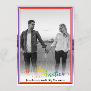 Rainbow Frame Custom Photo Wedding Invitation
