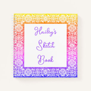 Rainbow Framed Name Sketchbook Notebook