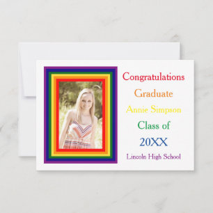 Rainbow Framed Photo - 3x5 Graduation Announcement