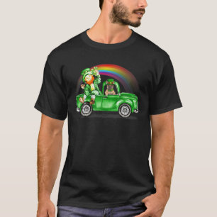 Rainbow French Bulldog Leprechauns Green Truck Pat T-Shirt