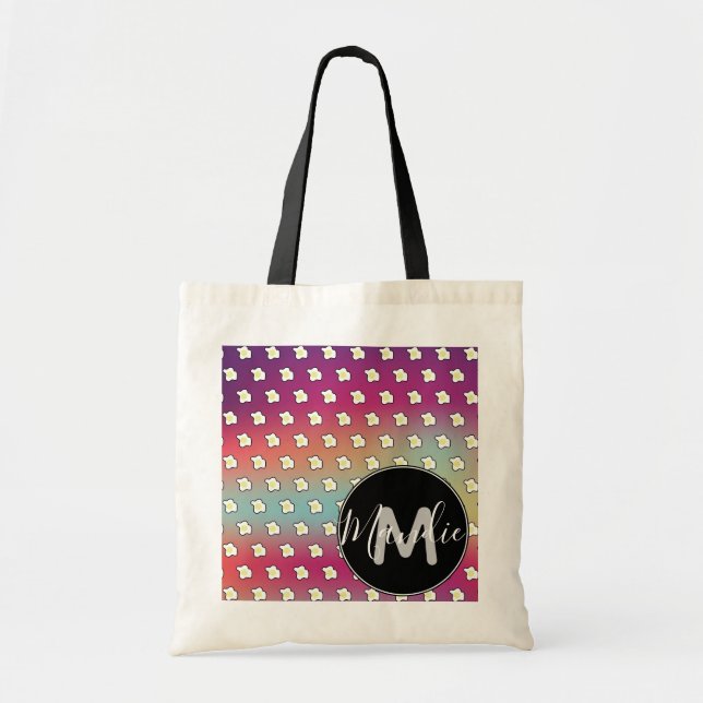 Rainbow Fried Eggs Cute Name Library Books Tote Bag (Front)