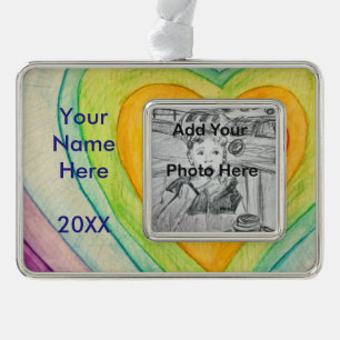 Rainbow Friendship Hearts Custom Art Ornament