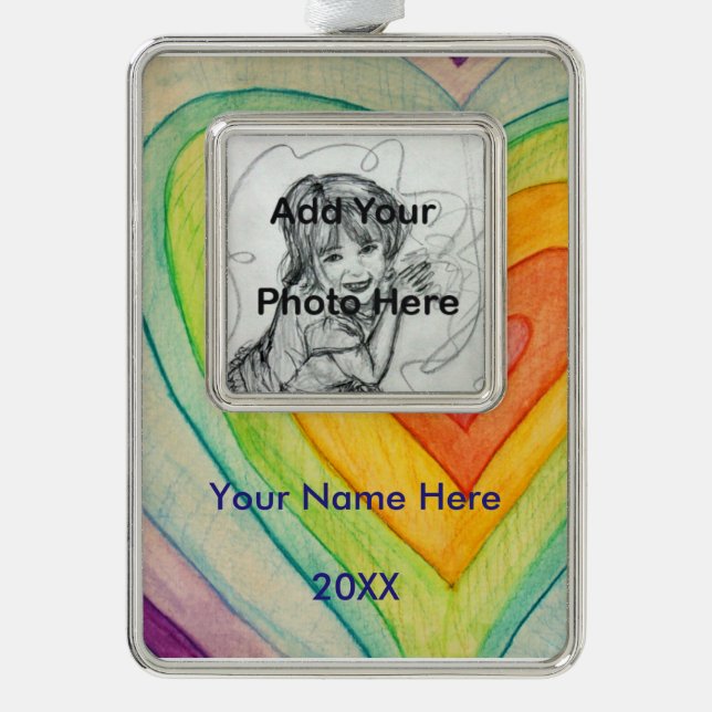 Rainbow Friendship Hearts Custom Art Ornaments (Front)