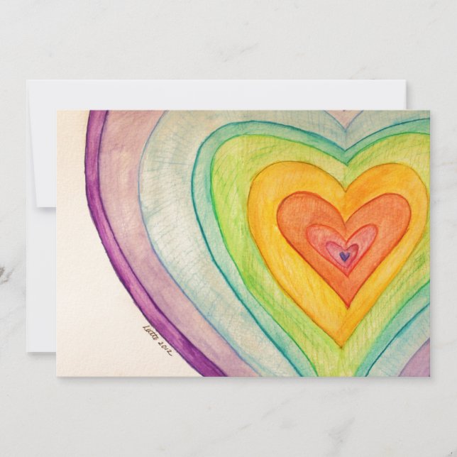 Rainbow Friendship Hearts Invite or Invitations (Front)