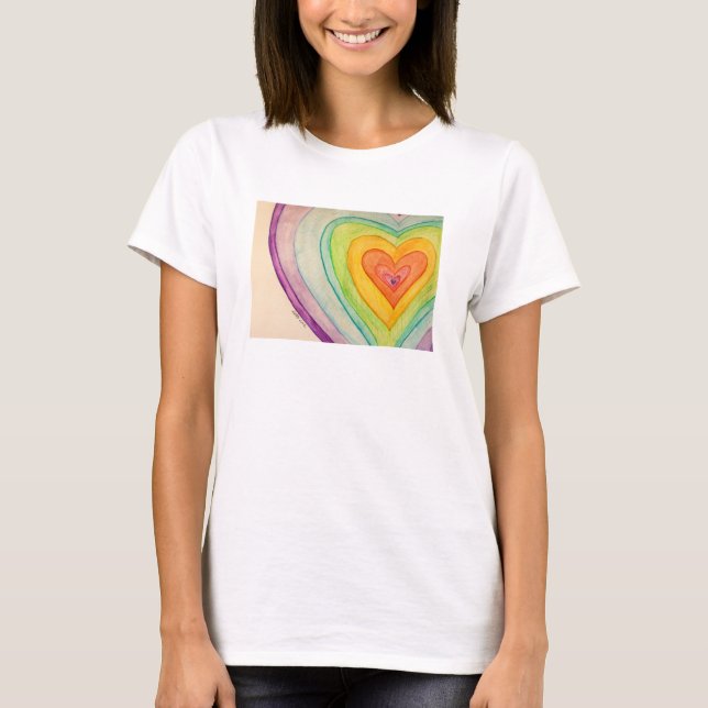 Rainbow Friendship Hearts Love Custom Art T-Shirts (Front)