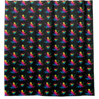 Rainbow Frog Pattern Shower Curtain