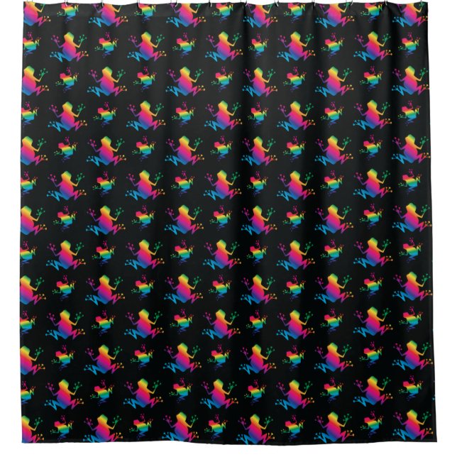 Rainbow Frog Pattern Shower Curtain (Front)