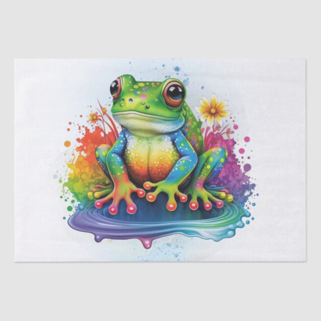 Rainbow Frog Watercolor Tissue Paper (Front)
