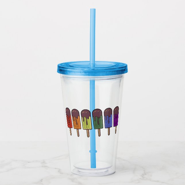 Rainbow Frozen pop Parade Acrylic Tumbler (Front)