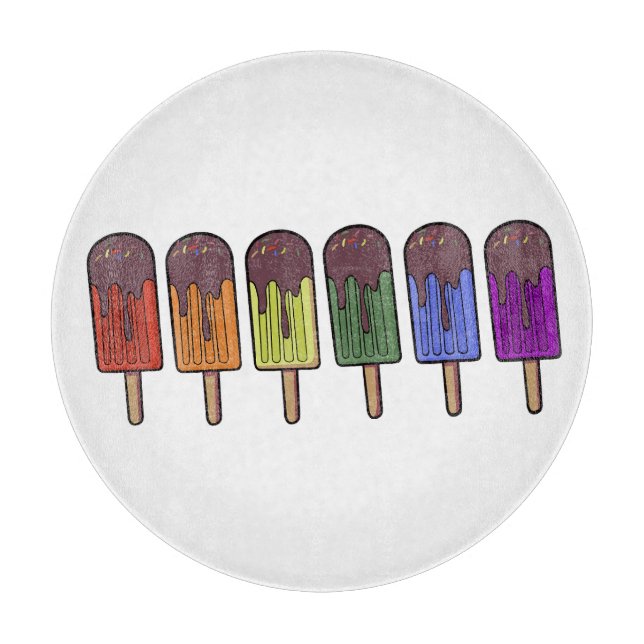Rainbow Frozen pop Parade Cutting Board (Front)