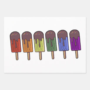 Rainbow Frozen pop Parade Wrapping Paper Sheet