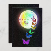Rainbow Full Moon & Rainbow Butterflies Dream Big