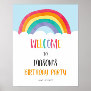 Rainbow Fun Boy Birthday Welcome Table Sign