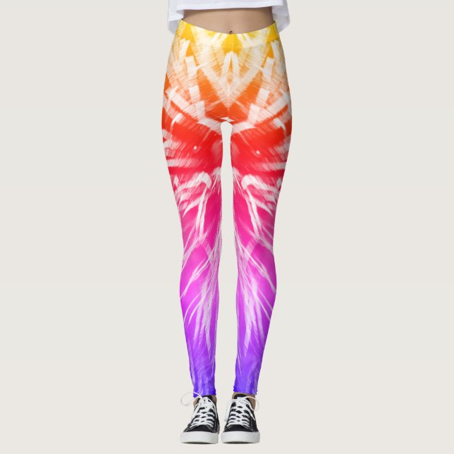 Rainbow Fun Bright Fireworks Leggings (Front)