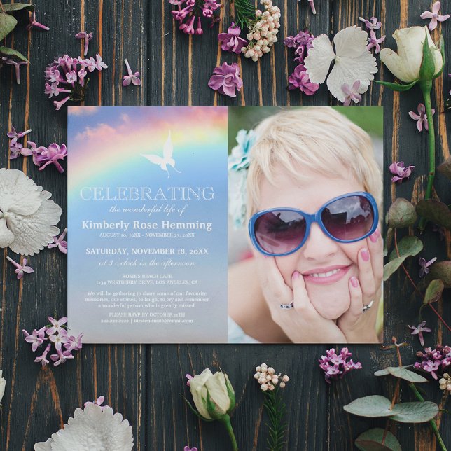 Rainbow Funeral | Celebration of Life Photo Invitation (Creator Uploaded)
