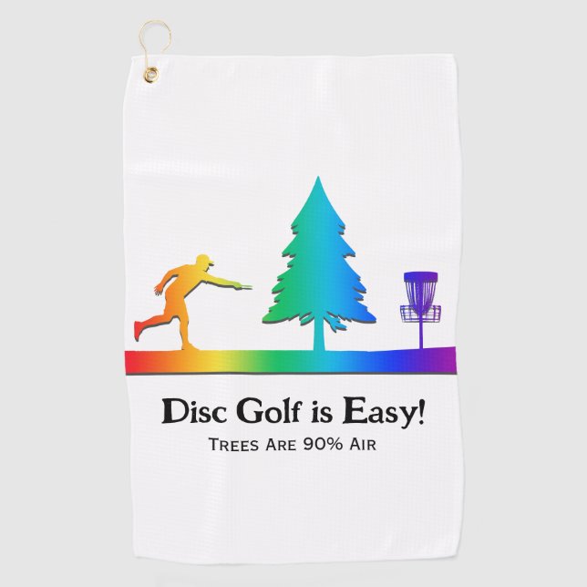 Rainbow Funny Disc Golf Putting Tree obstacle  Golf Towel (Front)