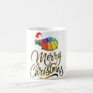 Rainbow Funny Turtle Wearing Santa Hat Xmas Gifts Coffee Mug