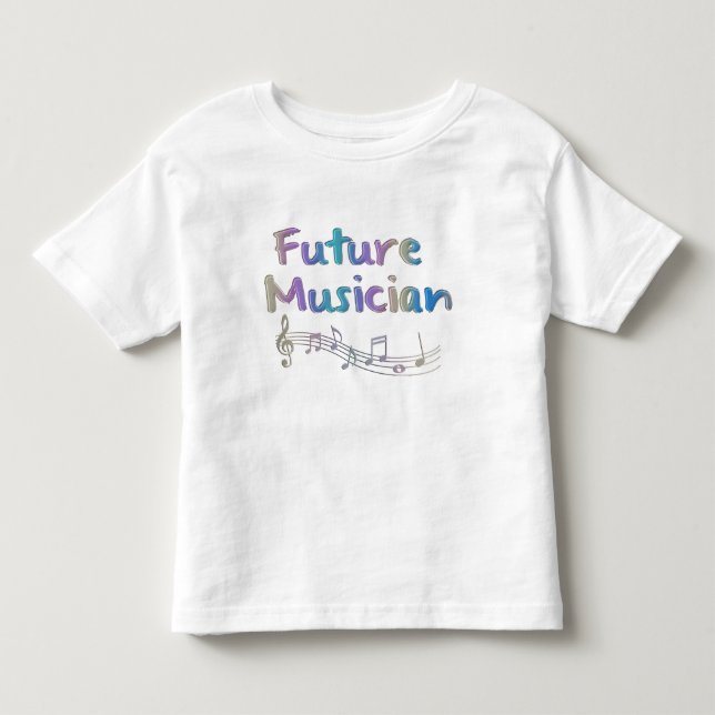 Rainbow Future Musician Musical Notes Kids T-Shirt (Front)