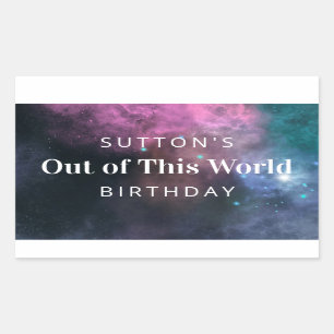 Rainbow Galaxy Birthday Rectangular Sticker