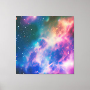 Rainbow Galaxy Blooming Stretched Canvas Print