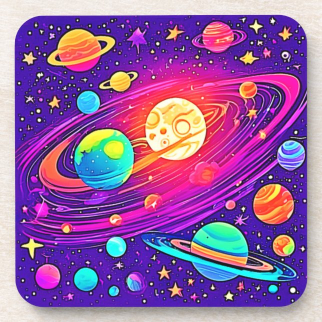 Rainbow Galaxy: Cartoon Fun Coaster (Front)