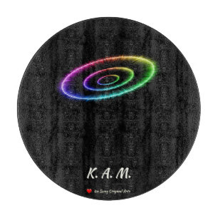Rainbow Galaxy Circle Round Glass Cutting Board