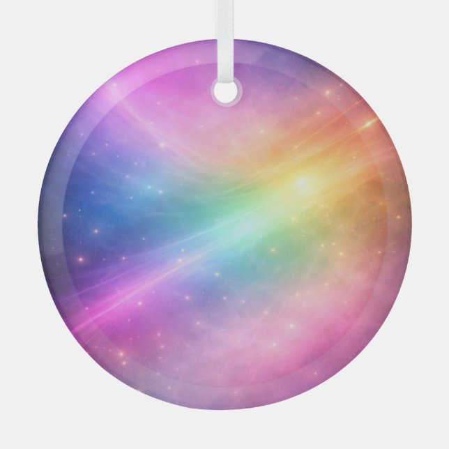 Rainbow Galaxy Round  Ornament (Front)