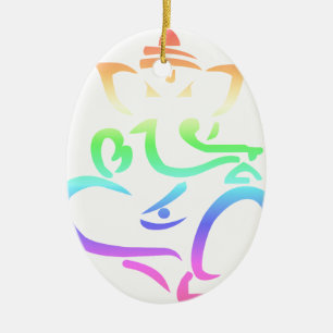 Rainbow Ganesha Ceramic Tree Decoration
