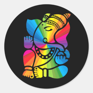 Rainbow Ganesha Classic Round Sticker