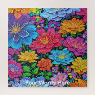 Rainbow Garden Neon Psychedelic Wildlife Nature  Jigsaw Puzzle