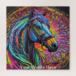 Rainbow Garden Neon Psychedelic Wildlife Nature Jigsaw Puzzle