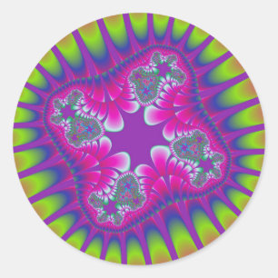 Rainbow Gardenia Flower Large Round Stickers