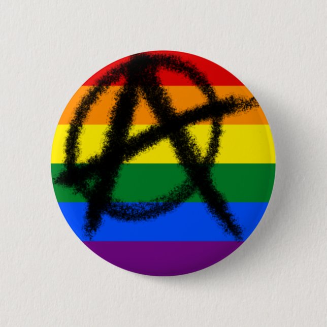 rainbow gay anarchy button (Front)