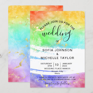 Rainbow Gay and Lesbian Pride Mrs & Mrs Invitation