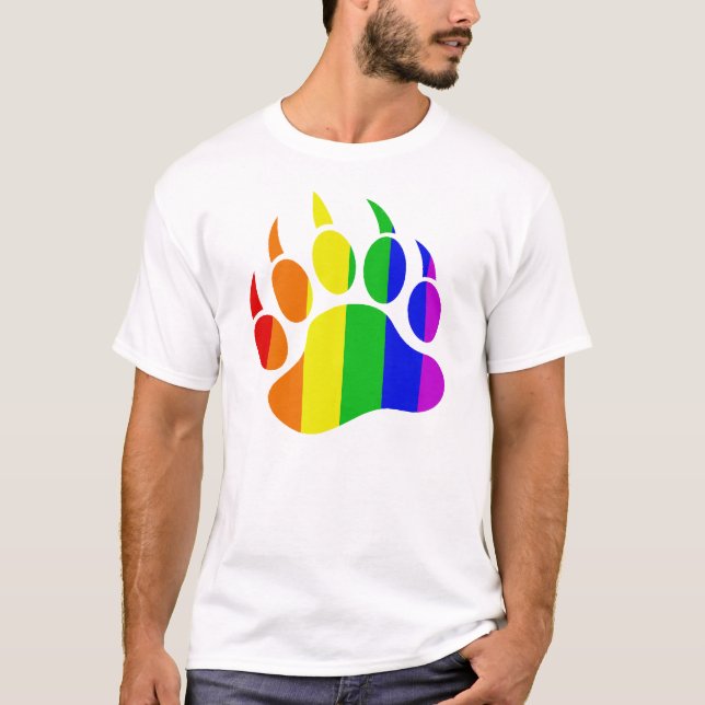 Rainbow Gay Bear Paw T-Shirt (Front)