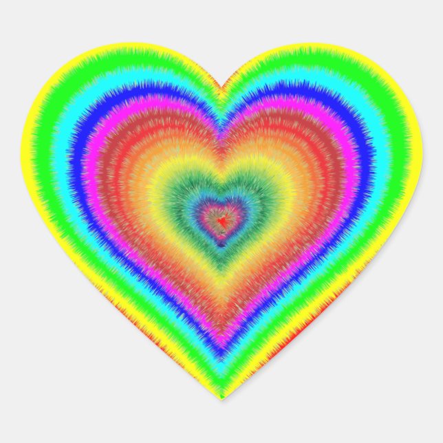 Rainbow Gay Lesbian LGBT  Heart Sticker (Front)