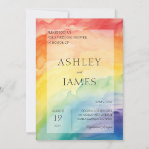 Rainbow Gay Lesbian LGBTQ Wedding Couples Shower Invitation