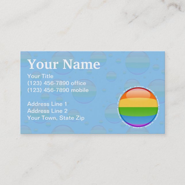 Rainbow Gay Lesbian Pride Bubble Flag Business Card (Front)