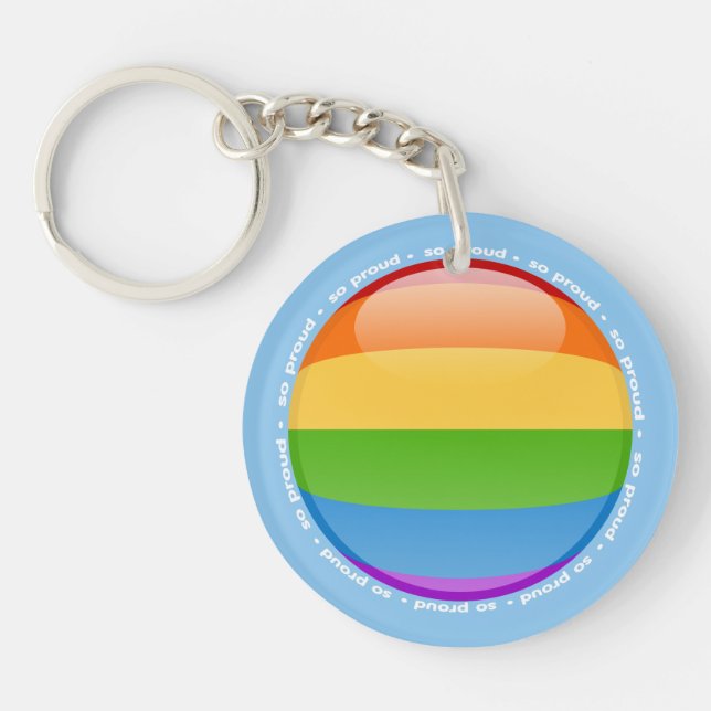 Rainbow Gay Lesbian Pride Bubble Flag Key Ring (Front)