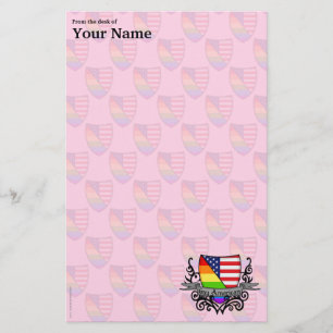 Rainbow Gay Lesbian Pride Shield Flag Stationery