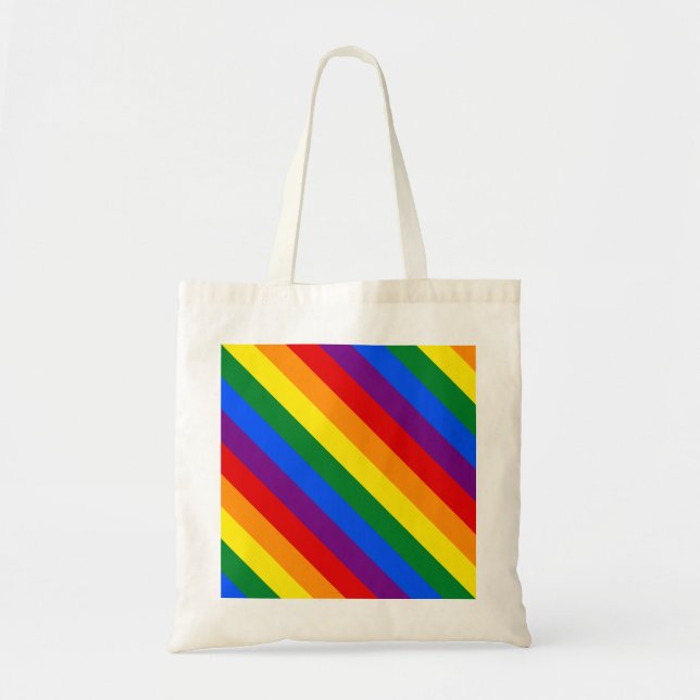Rainbow Gay Lesbian Trans Queer LGBTQ Pride Flag Tote Bag (Front)