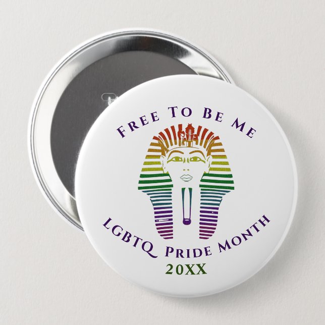 Rainbow Gay LGBTQ Pride Month Free To Be Me 10 Cm Round Badge (Front & Back)
