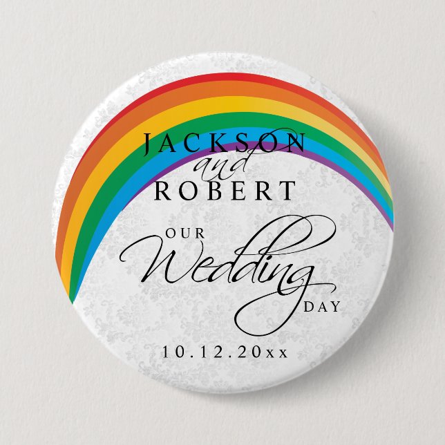 Rainbow Gay - Our Wedding Day 7.5 Cm Round Badge (Front)