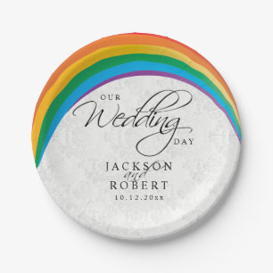 Rainbow Gay - Our Wedding Day Paper Plate