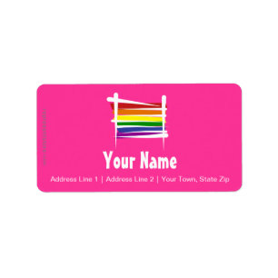Rainbow Gay Pride Brush Flag Label