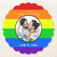 Rainbow Gay Pride Custom Couple Photo Bold Wedding