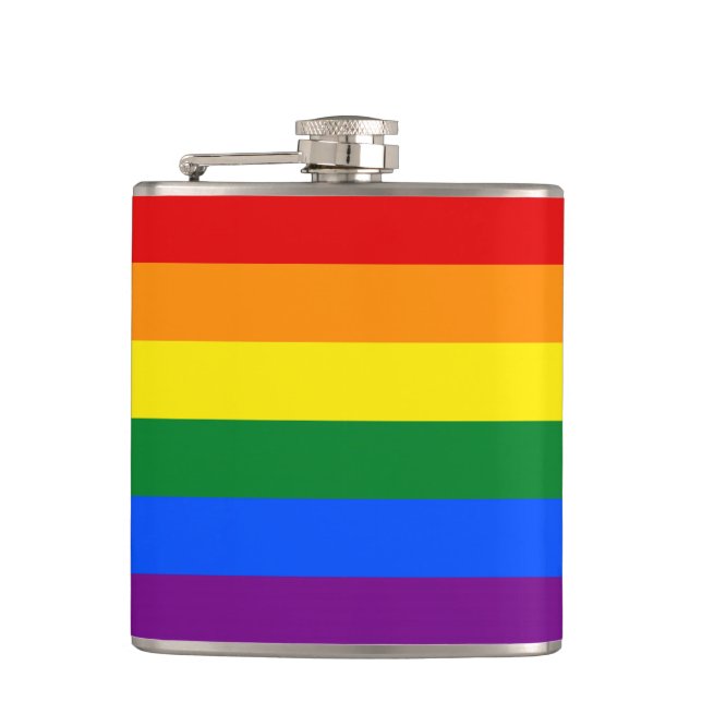 Rainbow Gay Pride Flag Hip Flask (Front)