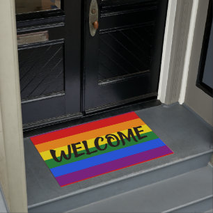 Rainbow Gay Pride Flag Welcome Door Mat