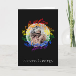 Rainbow Gay Pride Holiday Photo Christmas Wreath