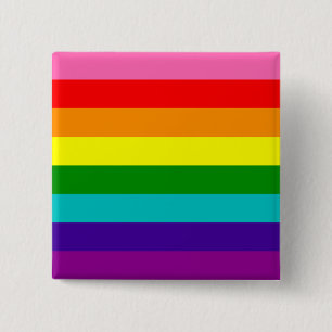 Rainbow Gay Pride LGBT Original 8 Stripes Flag 15 Cm Square Badge